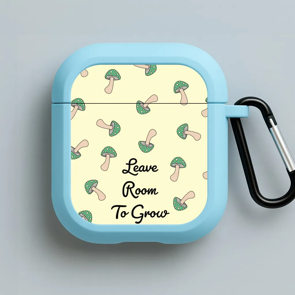 Trendy Soft Pouch Leave Room To Go Mushroom Pattern AirPods Case