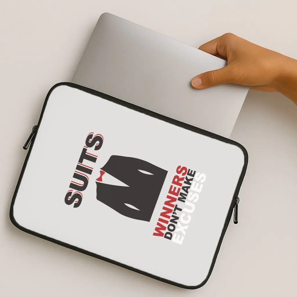 Smooth Edge Design Polished Surface Texture Winners Don't Make Excuses Laptop Sleeve