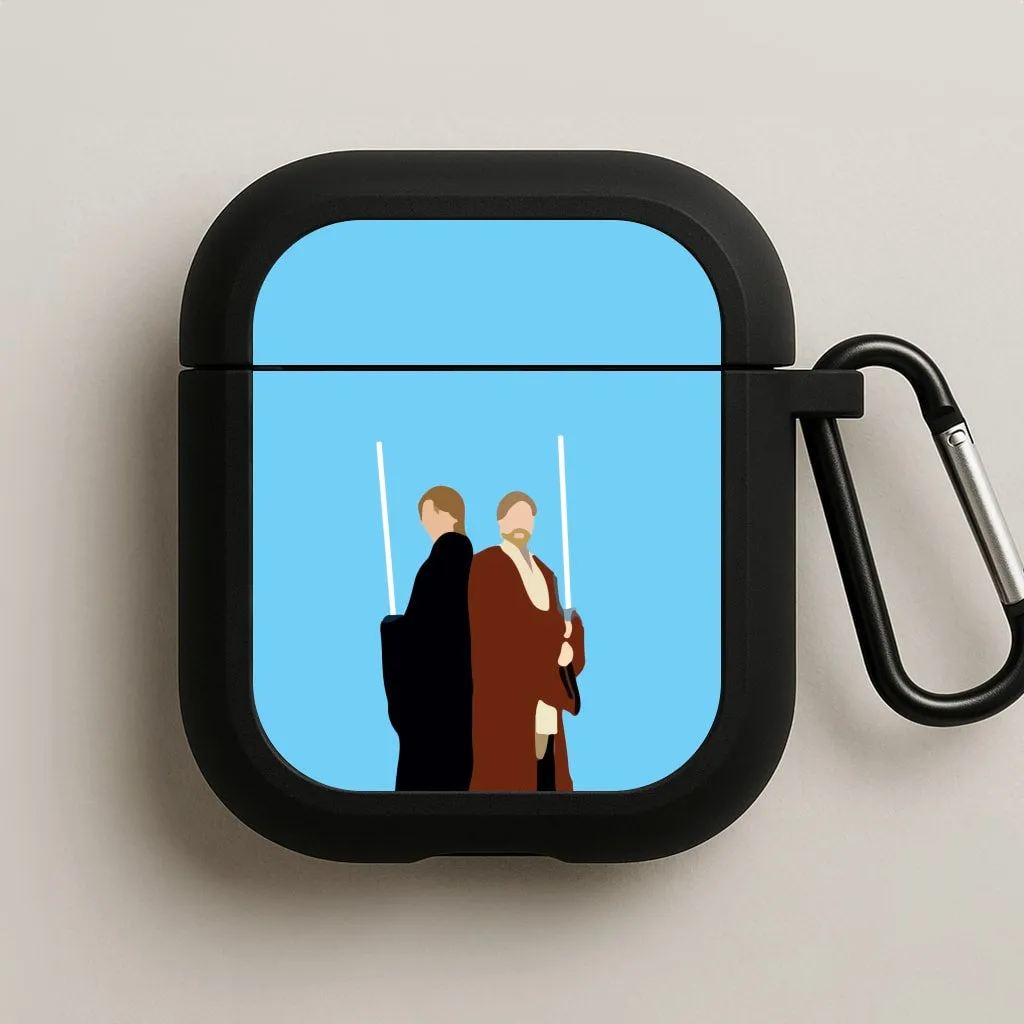 Minimalist Device Case compact soft pastel silicone protector Skywalker and Kenobi AirPods Case