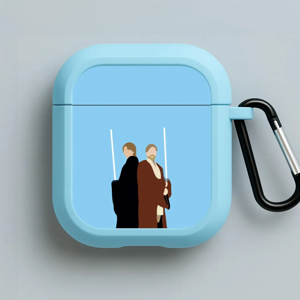 Premium Audio Holder Portable Smooth Grip Skywalker and Kenobi AirPods Case
