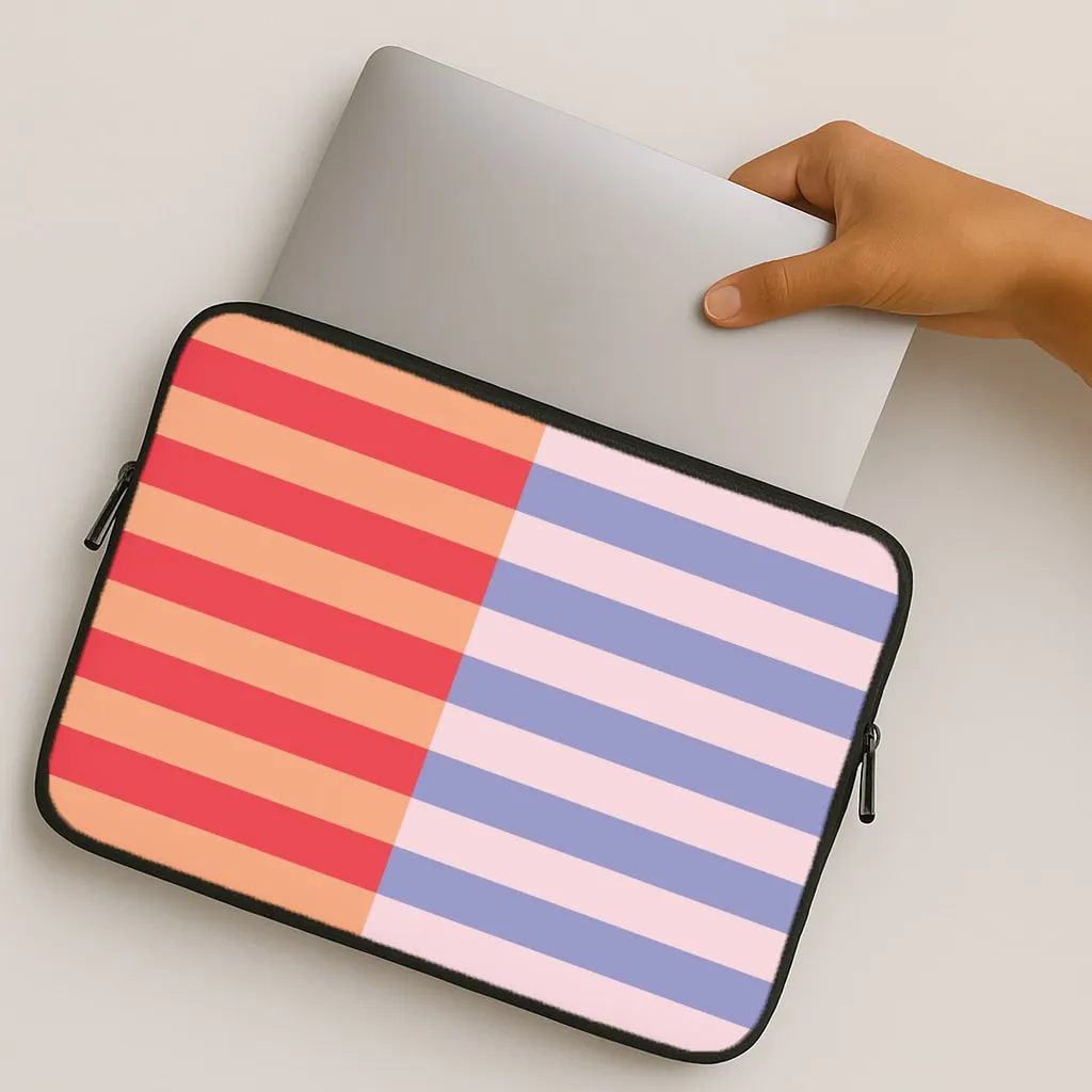 Multicoloured Pinstripe Abstract Pattern Laptop Sleeve Modern Function Perfect Fit
