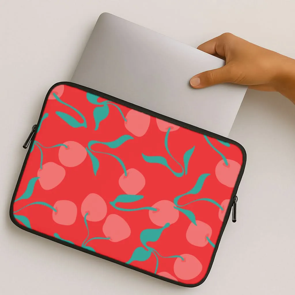 Versatile Accessory Red Abstract Cherries Pattern Laptop Sleeve