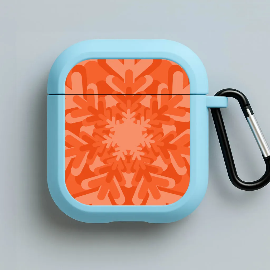 stylish aesthetic protector metallic matte earbuds shell Orange - Colourful Snowflakes AirPods Case
