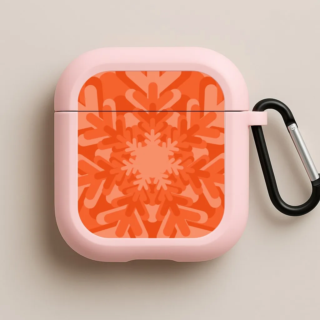 soft gel silicone protector Orange - Colourful Snowflakes AirPods Case