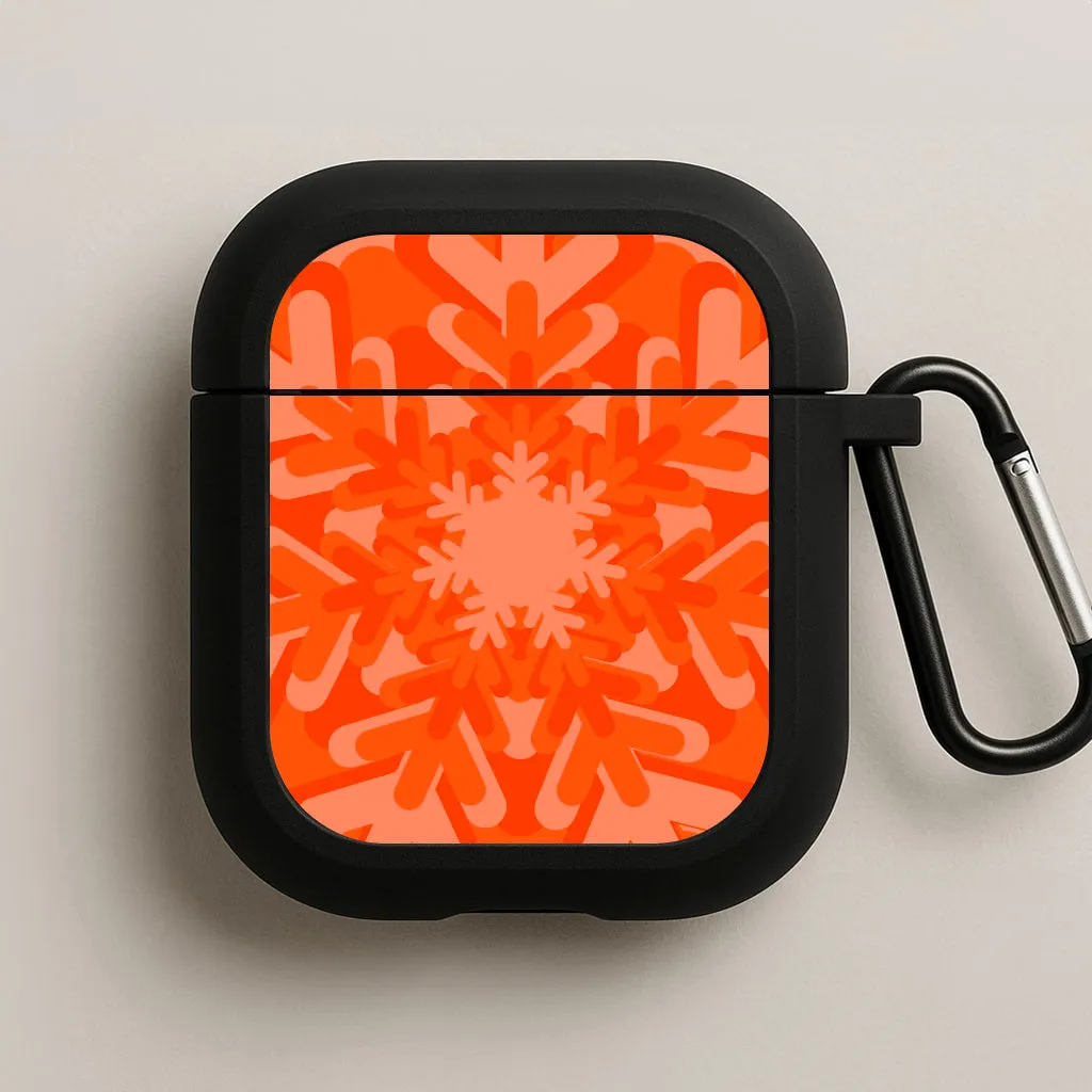 Orange - Colourful Snowflakes AirPods Case Durable Gadget Organizer Wireless Audio Storage