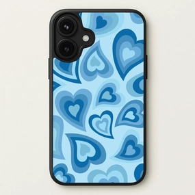 Travel Accessory Strong Shell Blue Hearts - Trippy Patterns Phone Case