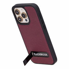 Matte Design Texture Slim Design Reed Leather Snap?On Case with Stand ?C iPhone 15 Pro Max, Bordeaux