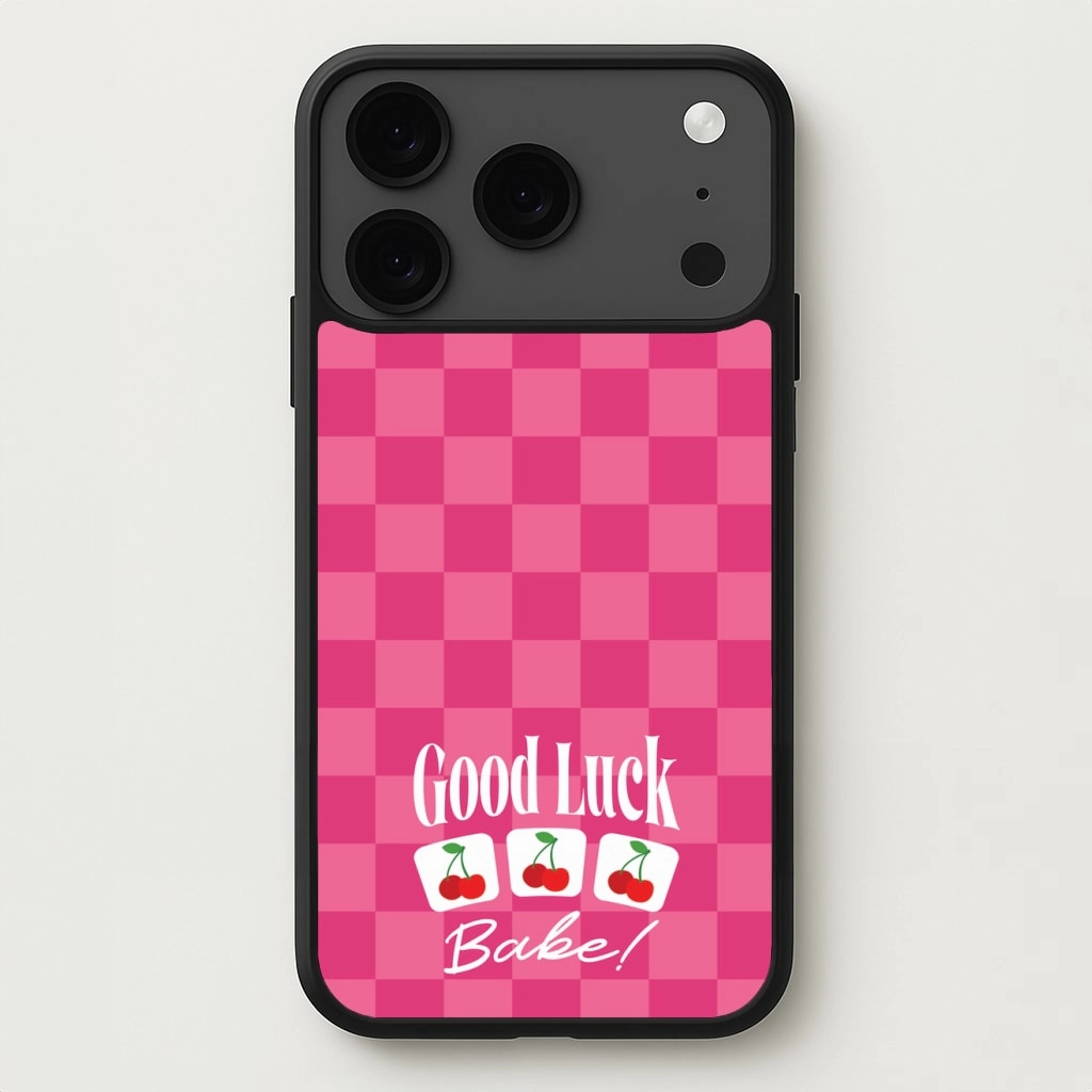Metal Texture Good Luck Babe Cherries Phone Case