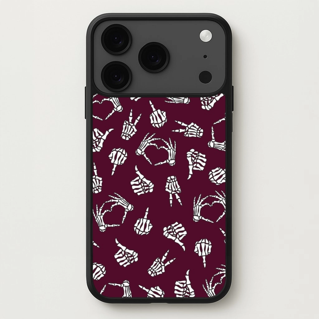 Refined Form Classic Texture Skeleton Hands Pattern Phone Case
