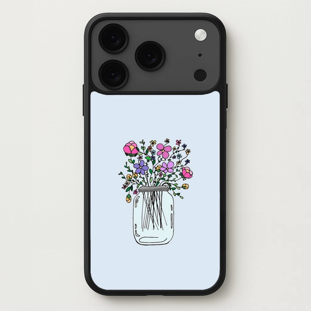 Cartoon Flower Jar Phone Case Polished Texture Design