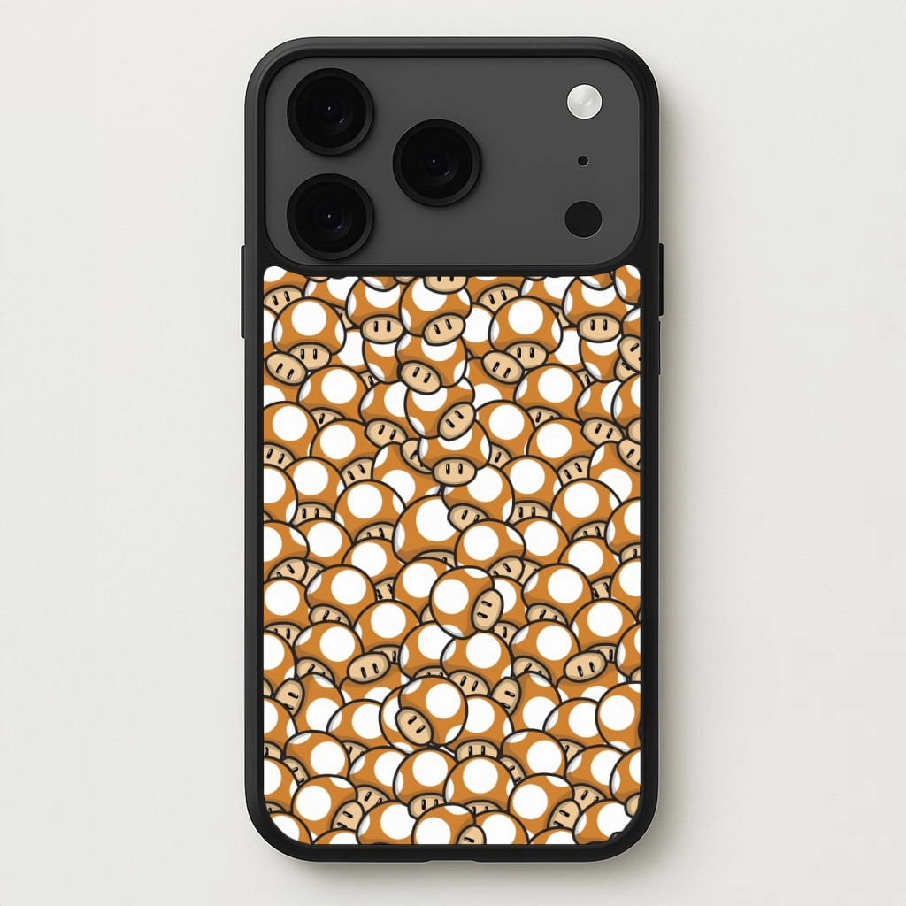 Minimal Surface Layer Mushroom Pattern - Orange Phone Case
