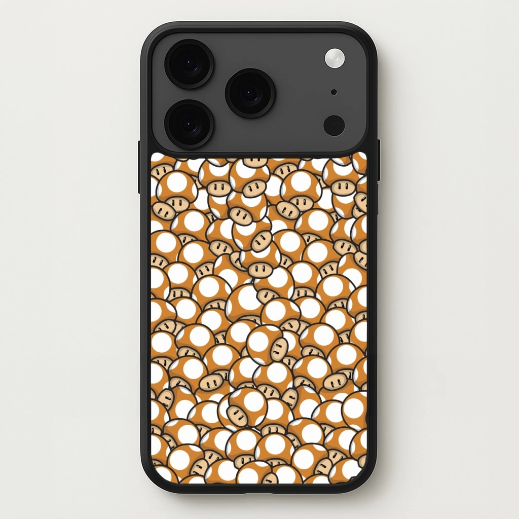 Modern Accent Hybrid Frame Mushroom Pattern - Orange Phone Case