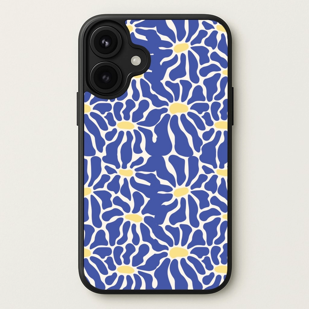 Unique Texture Simple Look Dark Blue Flowers - Summer Phone Case