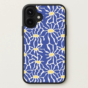 Unique Texture Simple Look Dark Blue Flowers - Summer Phone Case