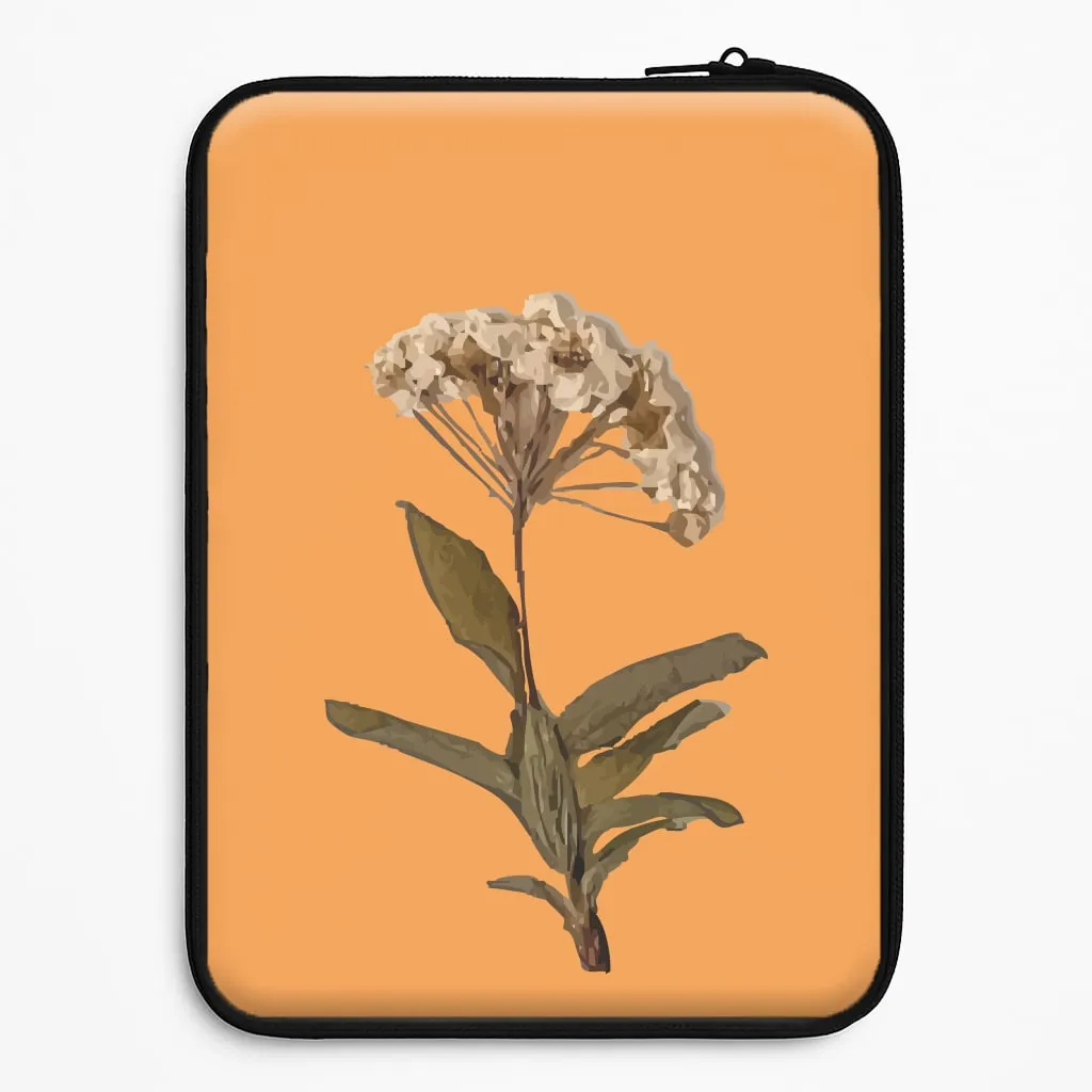 Bright Orange Pressed Flower Laptop Sleeve Modern Grip Design Clear Back