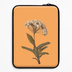 Bright Orange Pressed Flower Laptop Sleeve Modern Grip Design Clear Back