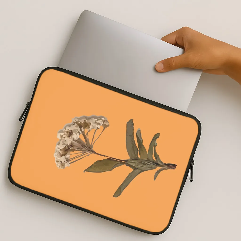 Shock Surface Layer Bright Orange Pressed Flower Laptop Sleeve