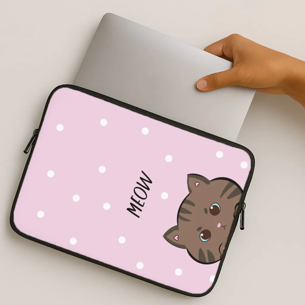 Meow Purple - Cats Laptop Sleeve Durable Pattern Texture