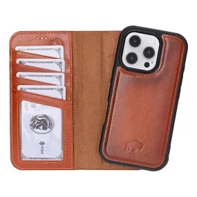 Carter Detachable Leather Wallet Case ?C iPhone 16 Pro, Burnished Tan Durable Texture Layer