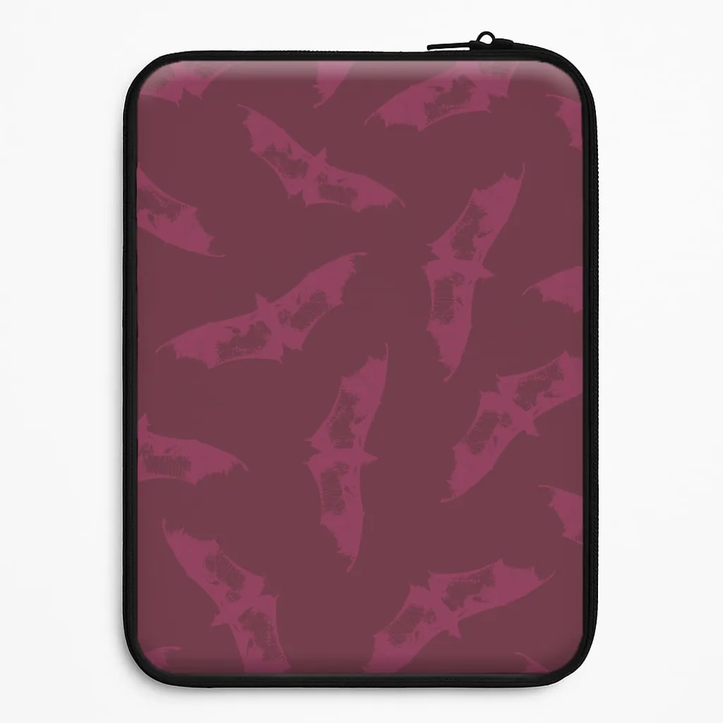 Dark Pink Bats Pattern Laptop Sleeve Elegant Edge Matte Texture Design