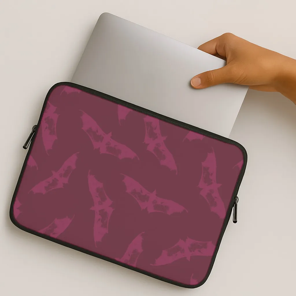 Compact Frame Dark Pink Bats Pattern Laptop Sleeve