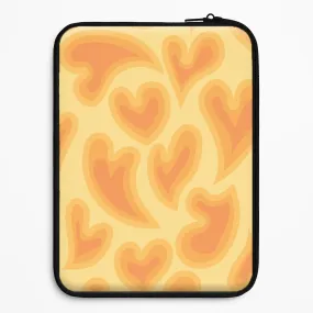 Trippy Summer Hearts Orange Pattern Laptop Sleeve Sleek Form Metal Texture
