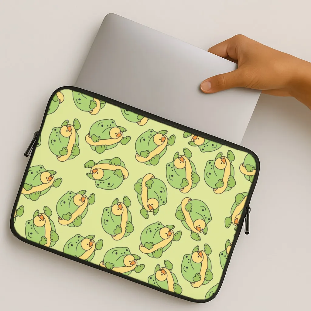 Frog Pattern - Plushy Laptop Sleeve Impact Cushion
