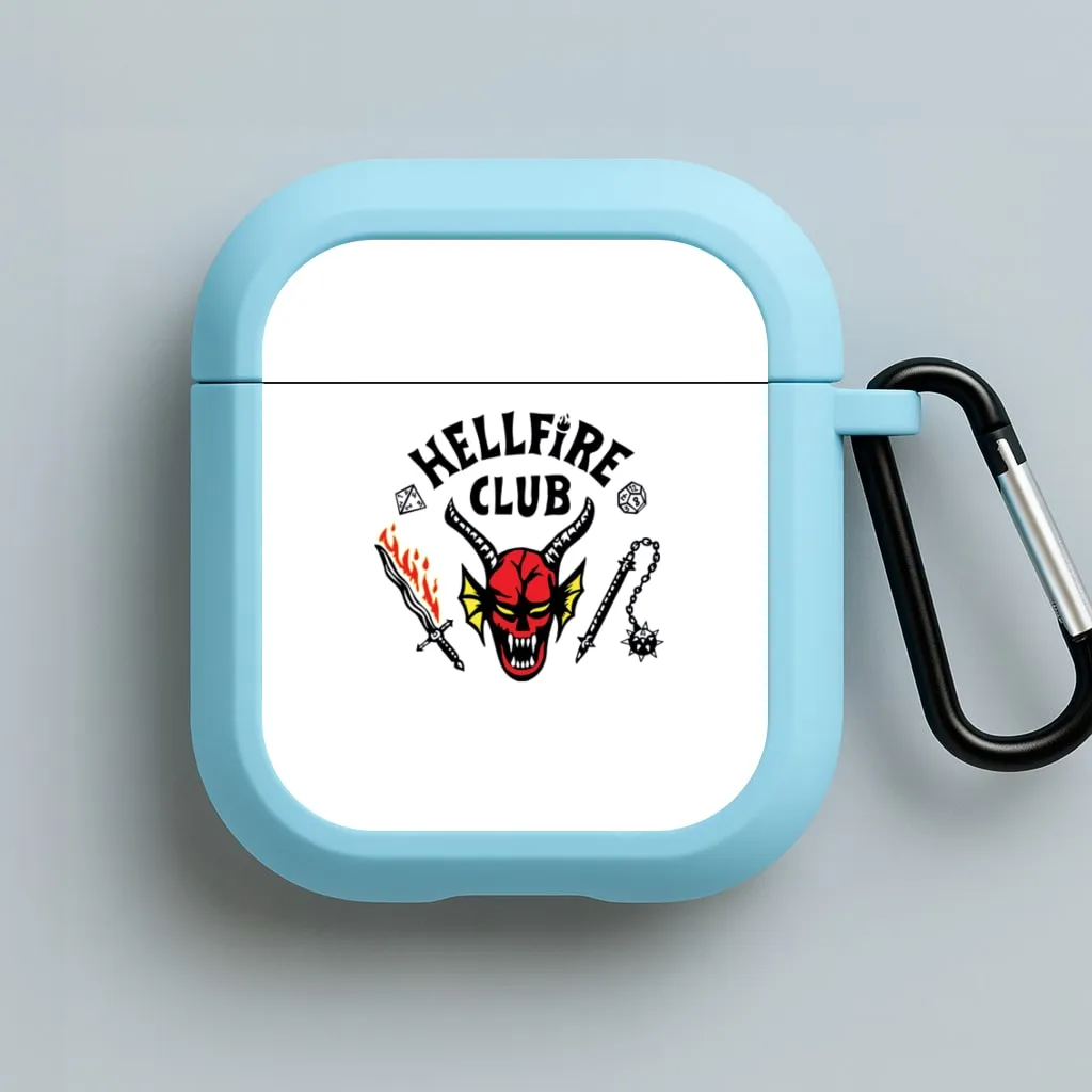 Trendy Portable Case vivid soft pastel silicone shell Hellfire Logo - White AirPods Case