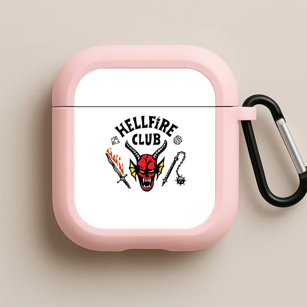 Hellfire Logo - White AirPods Case vivid pastel ergonomic portable airpods shell anti drop case design