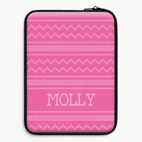 Personalised Christmas Jumper Pink Laptop Sleeve Luxury Surface Layer