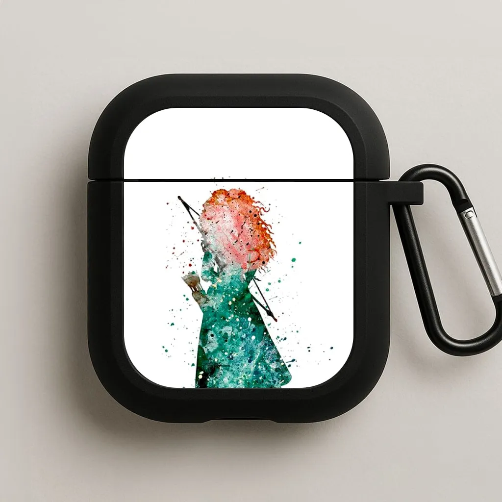 Minimalist Compact Organizer Watercolour Princess Merida Brave Fairytale AirPods Case