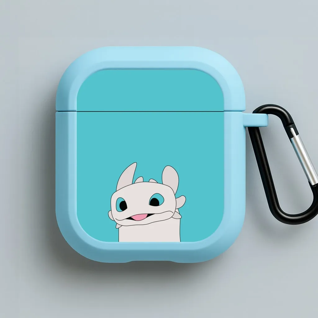 Soft Rubber Texture White Fury Dragon AirPods Case