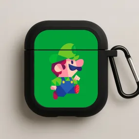 Lightweight Daily Holder eco vegan airpods shell Running Luigi - Mario AirPods Case
