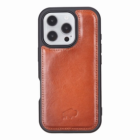 Flexible Edge Texture Durable Design Texture Modern York MagSafe Leather Case ?C iPhone 16 Pro, Burnished Tan
