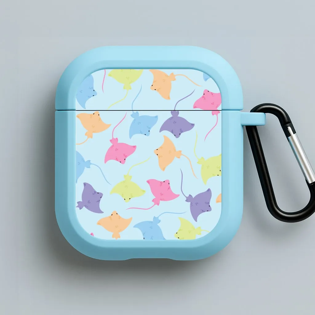 Multi Coloured Sting Ray Pattern - Sealife AirPods Case travel ready earbuds case fashion minimalist airpods case