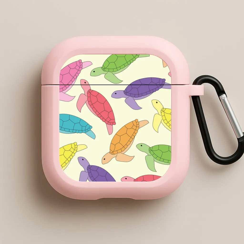 ultra soft airpods protector Multi Coloured Turtle Pattern - Sealife AirPods Case