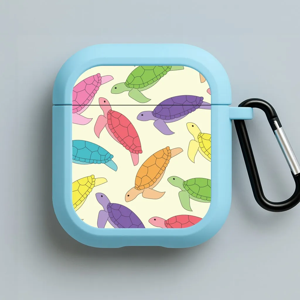 Multi Coloured Turtle Pattern - Sealife AirPods Case lightweight ergonomic silicone travel shell