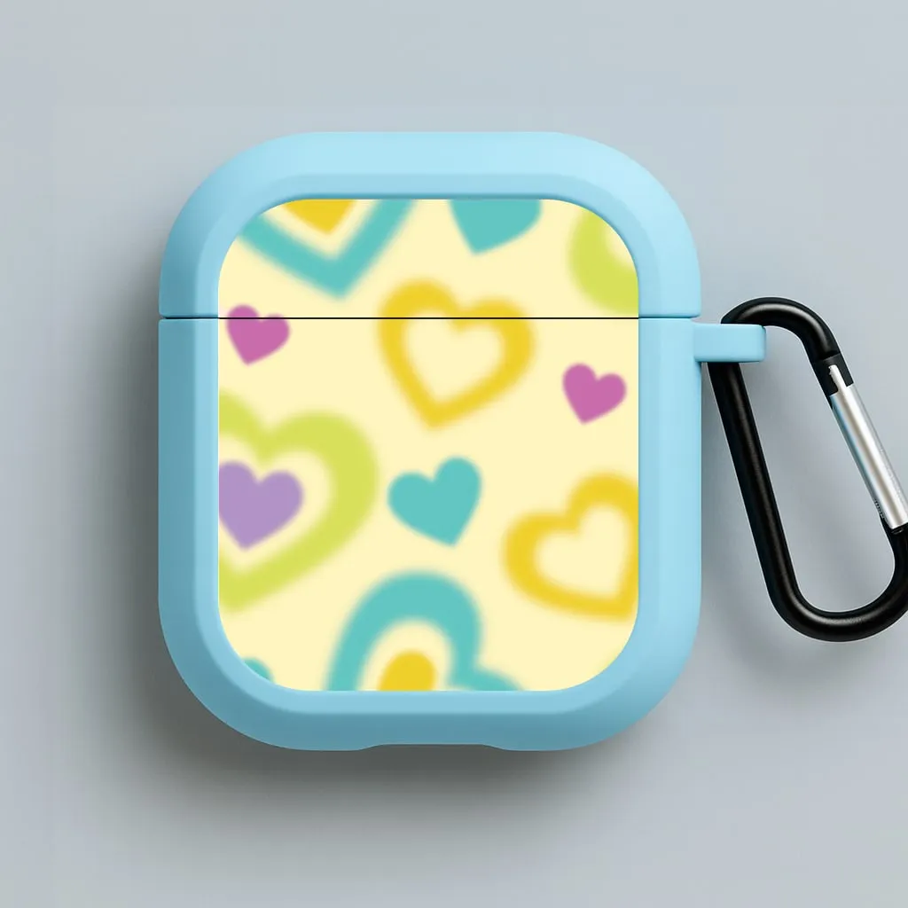 portable neon silicone protector Multicoloured Hearts Gradient Pattern AirPods Case