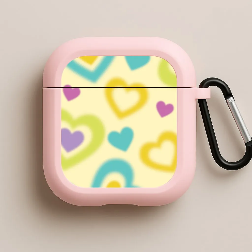 Multicoloured Hearts Gradient Pattern AirPods Case Creative Travel Organizer