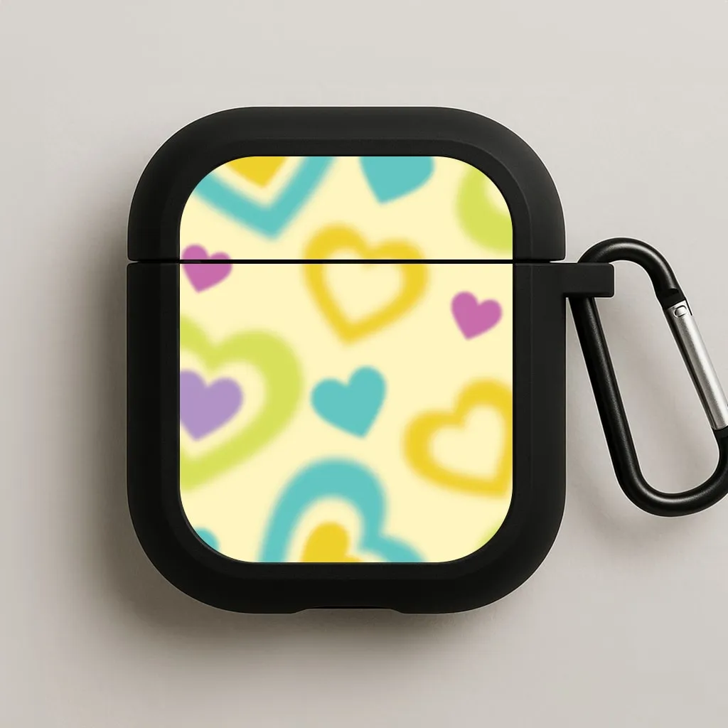 Pocket Friendly Cover Trendy Carry Clip Multicoloured Hearts Gradient Pattern AirPods Case