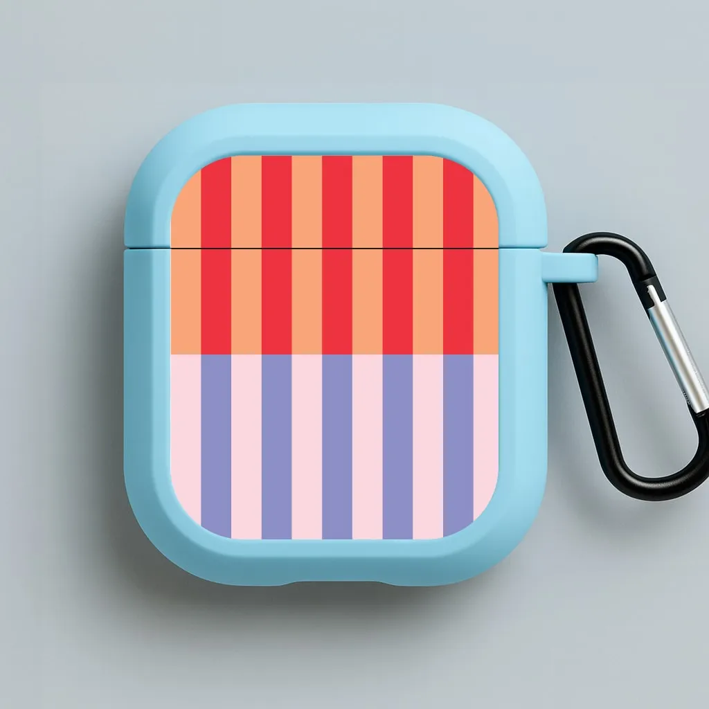 Multicoloured Pinstripe Abstract Pattern AirPods Case premium silicone grip cover