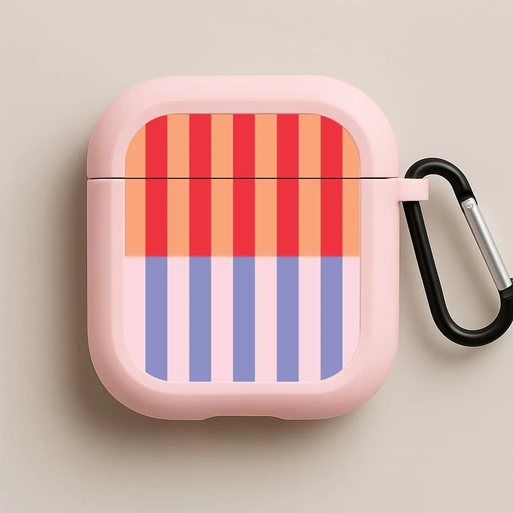 simple airpods holder Modern Compact Organizer Multicoloured Pinstripe Abstract Pattern AirPods Case