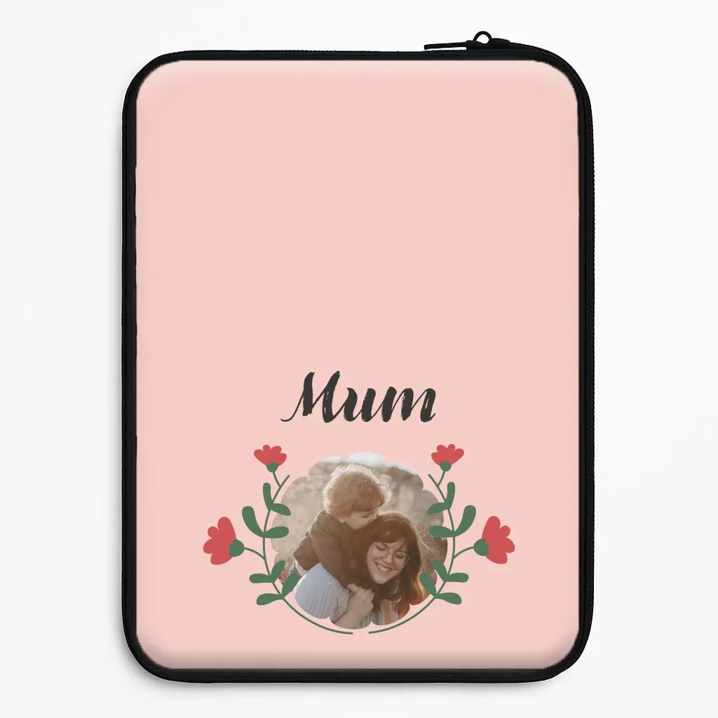 Smooth Edge Design Wear resistant Mum Red Flowers - Personalised Mother's Day Laptop Sleeve
