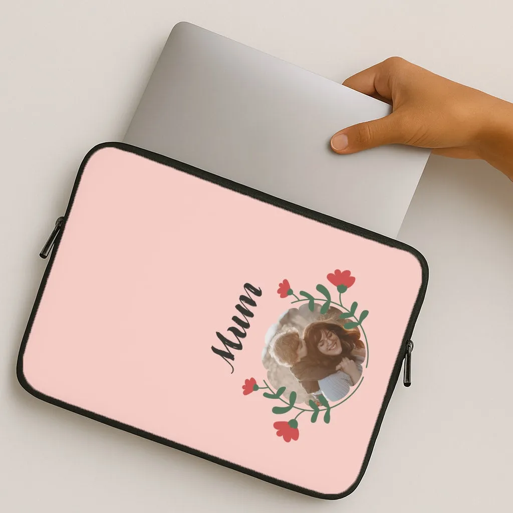 Comfort Design Strong protection Mum Red Flowers - Personalised Mother's Day Laptop Sleeve