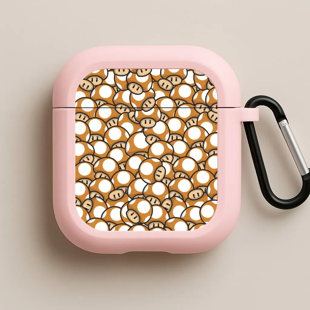 Soft Texture Holder Mushroom Pattern - Orange AirPods Case