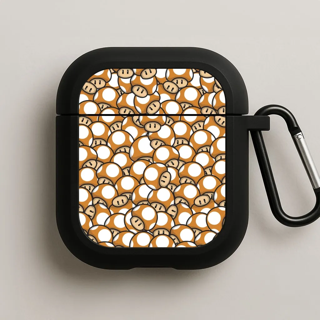 lightweight travel hybrid case Mushroom Pattern - Orange AirPods Case