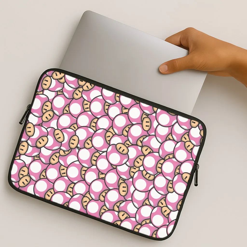 Mushroom Pattern - Pink Laptop Sleeve Flexible Surface Texture