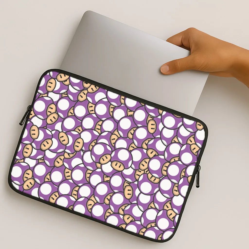 Mushroom Pattern - Purple Laptop Sleeve Polished Surface