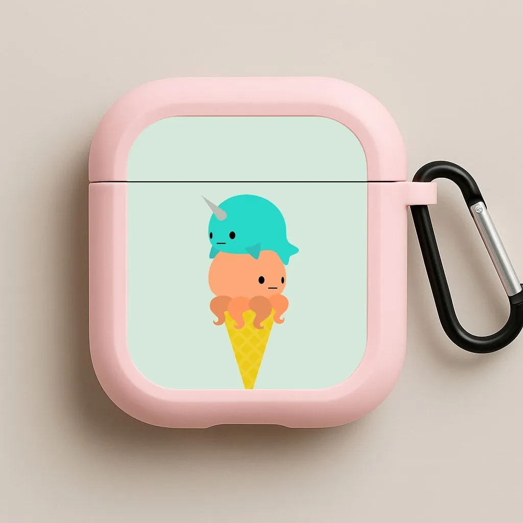 Narwhal Octopus Ice Cream AirPods Case Trendy Lifestyle Accessory Hard Shell Pouch