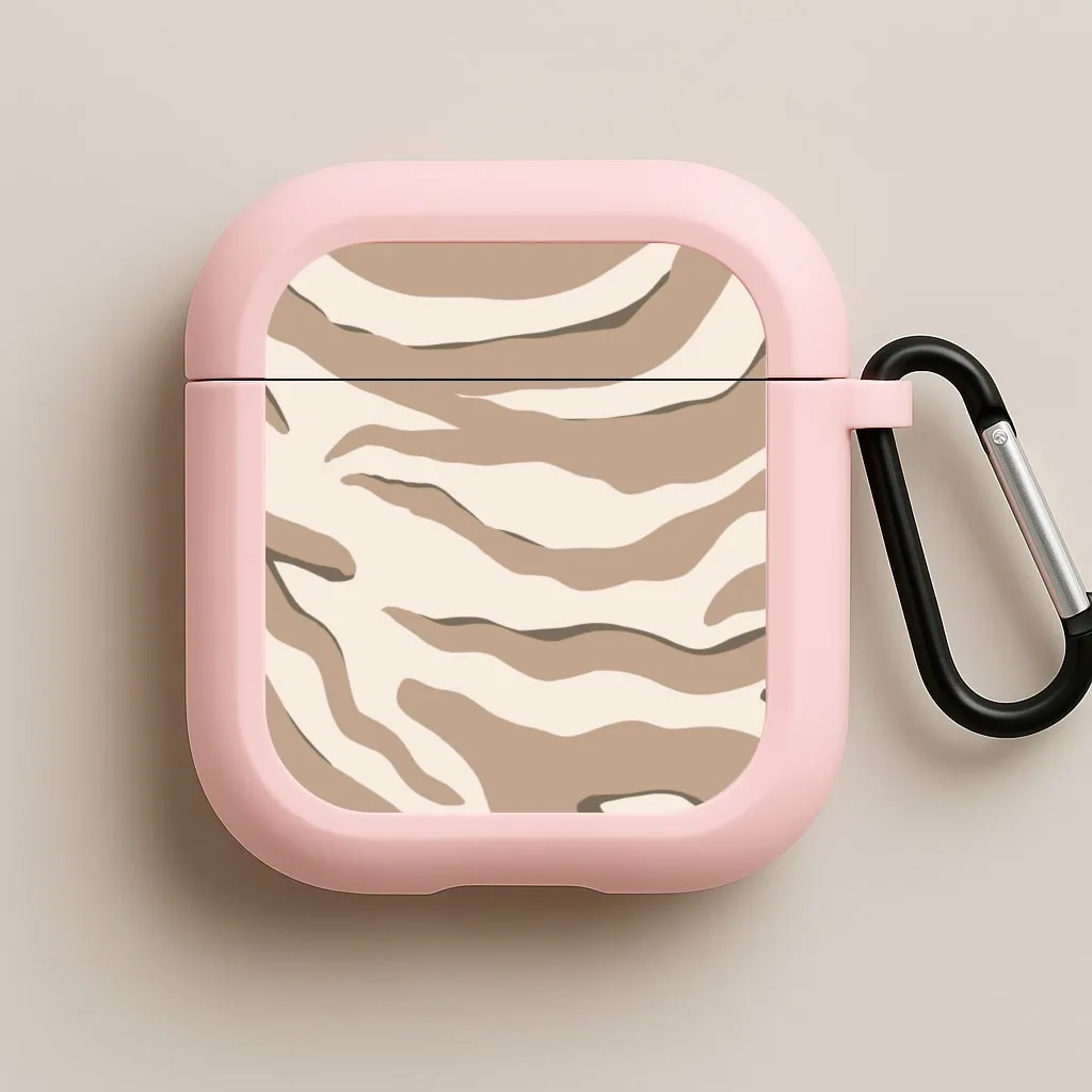 fashion lightweight commuter leather case Neutral Tiger Print  AirPods Case